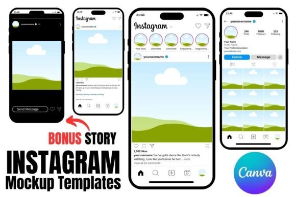 Download Instagram Mockup Templates Canva + Story - Premium Resources